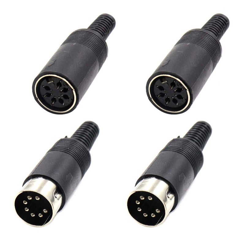 Hxchen 2 Sets 7Pin Female + Male DIN Adapter Socket Audio AV Connector Black - Image 1